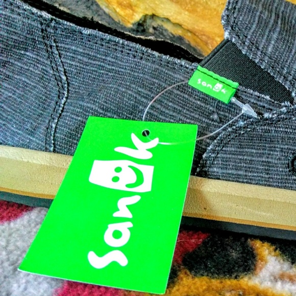 Mens Sanuk Vagabond Grain Slun Size 10 Black NWT - Picture 3 of 6